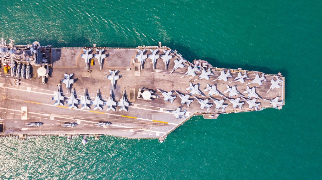 Navy Carrier ship carries planes over the ocean