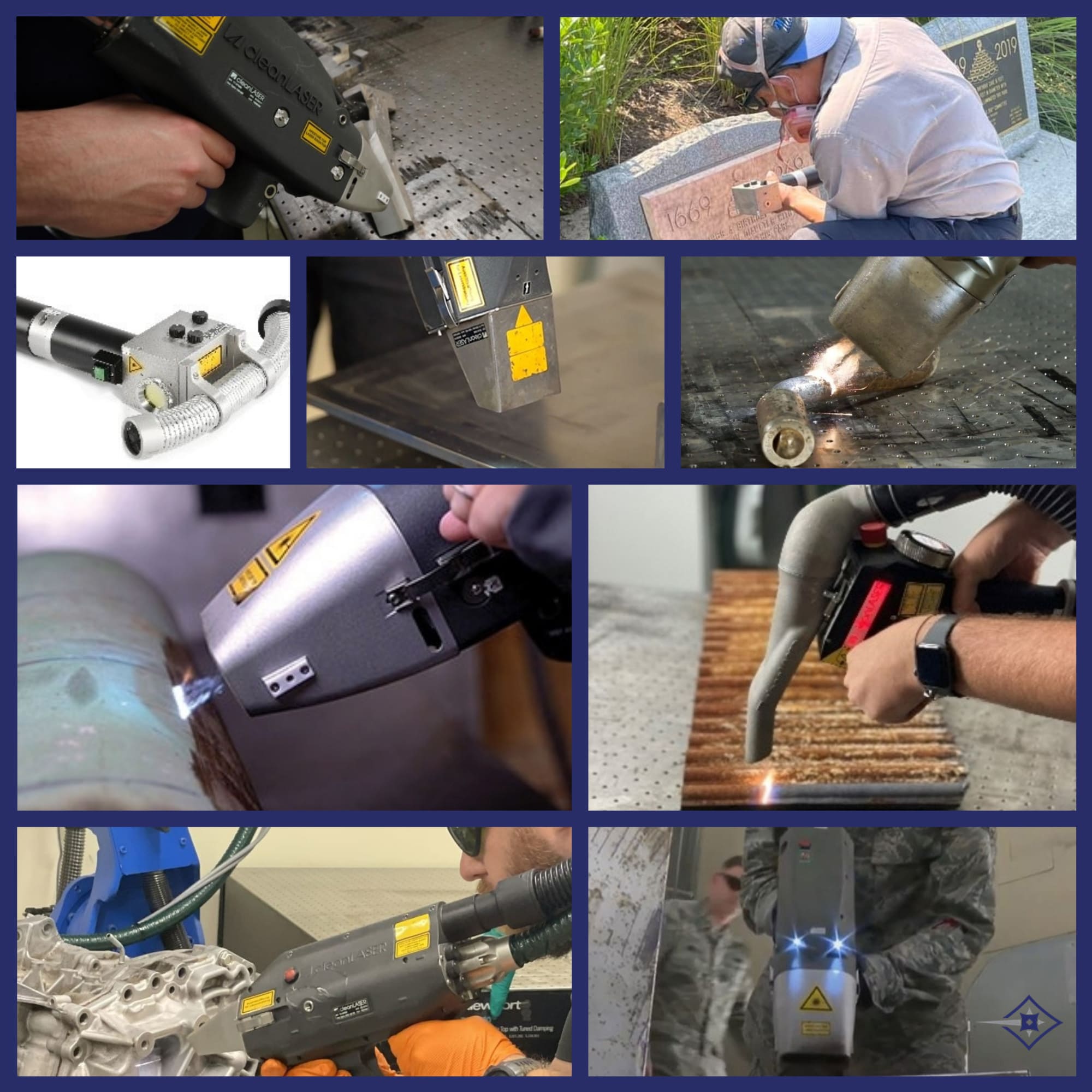 Collage of 1D Handheld Laser Cleaning Optics