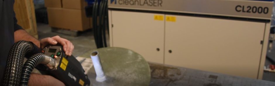 laser operator ablates with the OSH 80 optic using the CL2000 laser cleaning system
