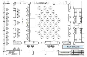A floor plan for the radwaste summit 2.0 in a hotel ballroom